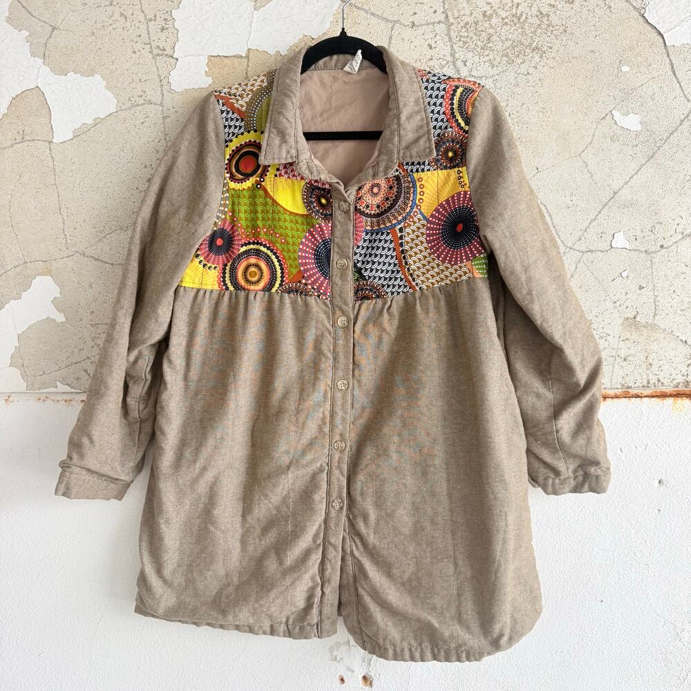 Quilted Boho Jacket Patchwork Artwear Print Eclec… - image 1